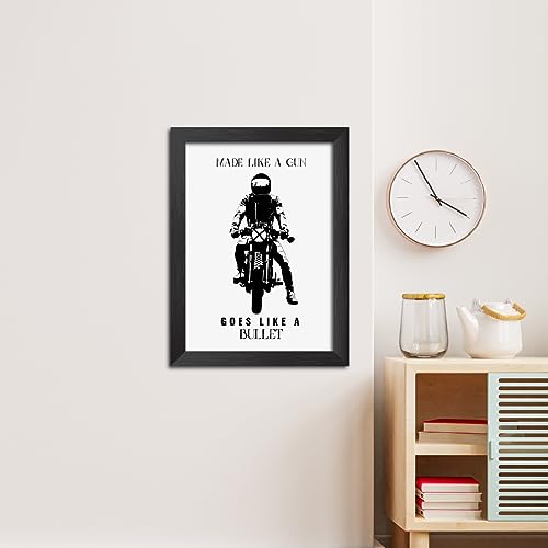 Image of TenorArts Royal Enfield Riding Poster Frame Bikers Bullet Rider Motivational Quotes Laminated Photo Framed Painting with Matt Finish Frames (9inches x 12inches)