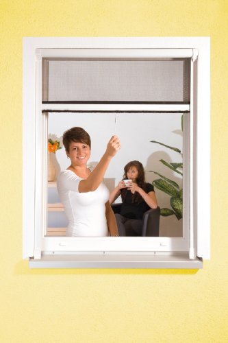 Preisvergleich Produktbild Insektenschutzgitter ALU Rollo für Fenster Insektenschutz Mückengitter Fliegengitter 130x160cm braun