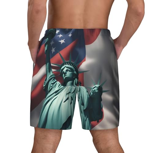 Statue of Liberty Flag Print Men Stylish Functionality Swim Trunks Breathable Beach Shorts Surfing Gym Fishing4