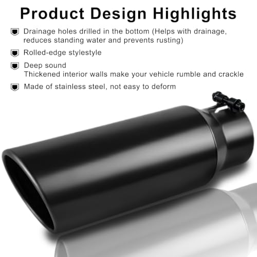 Image of 3 inch Inlet Stainless Steel Exhaust Tip, 3 inch Inlet 4 inch Outlet 12 inch Length