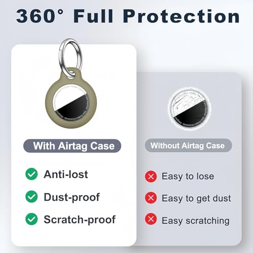 Image of MOLOSLEEVE Case for AirTag 2nd Gen (2026) & 1st Gen, Shockproof Holder Anti-Scratch Protective Cover for Air Tags, Men's Women's Keyrings & Keychains for Keys, Luggage, Bags, Army Green