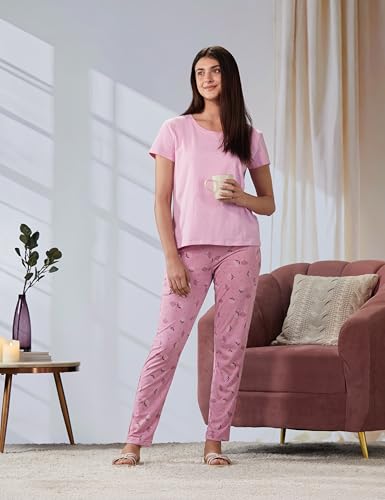 Image of Jockey RX09 Women's Micro Modal Cotton Relaxed Fit Printed Pyjama with Lace Trim on Pockets (Colors & Prints May Vary)