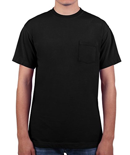 Have It Tall Men's Pocket T Shirt Premium Ringspun Cotton Made In USA   Black Large Tall