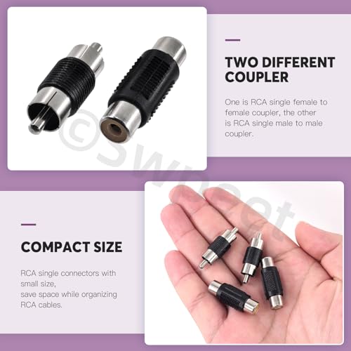 Kit de 30 Conectores RCA Coupler Platinados Swpeet miniatura 4