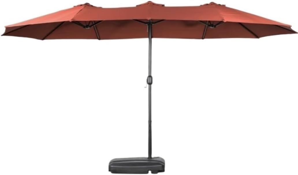 Parasol Patio Umbrella Outdoor 14.9ft Patio Double-Sided Outdoor Extra Large with Crank and Base for Lawn Backyard Beach Umbrella Sha(Beige)