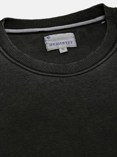 Image of SHOWOFFFF Men Solid Pullover Sweatshirt | Round Neck Full Sleeves Cotton Sweatshirt's for Mens | Slim Fit Regular Length Sweatshirts for Men's