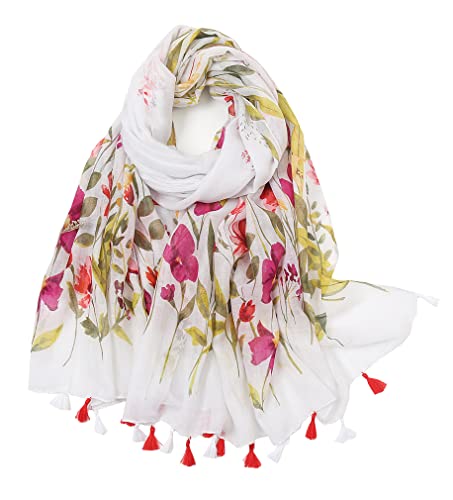 MAIRY Damen Retro Schal im Flower Print Design Hochwertiger Weich Baumwolle Schals M0119 Cover