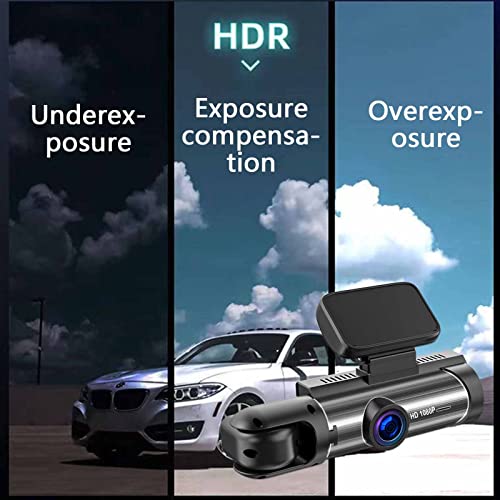 Dual Dash Cam Front and Inside, 1080P Dash Camera for Cars IR Night Vision Car Camera, Loop Recording, HDR, Accident Lock, 310 ° Wide-Angle, Parking Monitor, Motion Detection