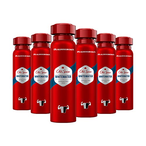 Old Spice Whitewater dezodorant w sprayu do ciała, 6 sztuk (6 x 150 ml), dezodorant w sprayu bez aluminium, dla mężczyzn, o długotrwałym zapachu