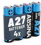 ABSINA 27A 12V Batterie für Garagentoröffner und vieles mehr | 4er Pack Batterien A27 12 Volt Alk...