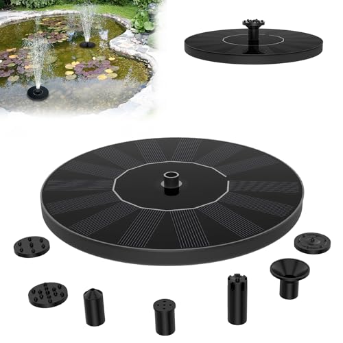 Froadp 1.4W Solar Teichpumpe Brunnenpumpe Solarpumpe Gartenbrunnen Miniteich Brunnen Mobile Wasserspiel Solarbrunnen Fontäne Pumpe Springbrunnen Brunnenpumpen für Gartenteiche Gartendeko (Rund)