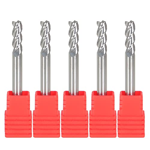 Image of findmall 5Pcs 3 /16 Inch Helix Carbide End Mill 3 Flute 9 /16 Inch Length of Cut Fit for Aluminum Cut Non-Ferrous Metal Upcut CNC Spiral Router Bit