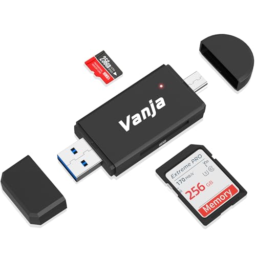 Vanja USB 3.0 Lecteur Cartes SD, Type C/USB 3.0, Adaptateur Carte SD/Micro SD pour Computer/Laptop/Camera/PC/Android Phone,Adaptateur Micro SD pour MacBook...