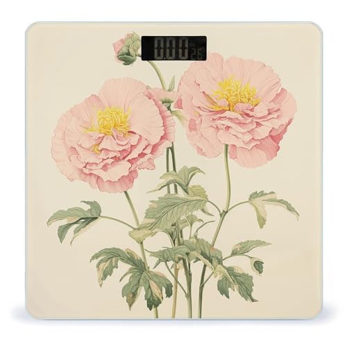 Báscula Digital de Baño con Ilustración Floral y Plataforma de Vidrio miniatura 1