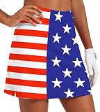 Ekouaer Women's High Waisted Golf Skirt Quick Dry USA Flag Sport Athletic Golf Skort with Pockets,Large