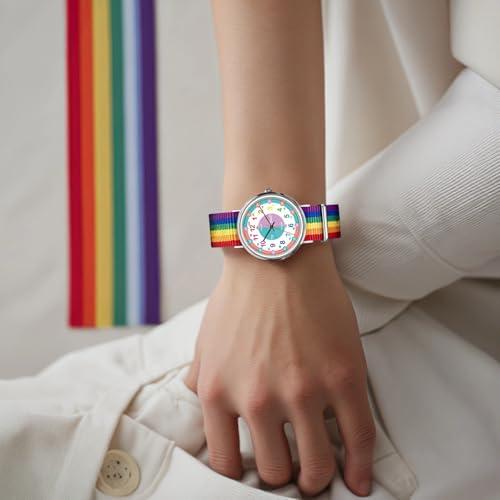 Analog Watch for Kids with Rainbow Strap, Time-Telling Made Easy with Color-Coded Numbers2
