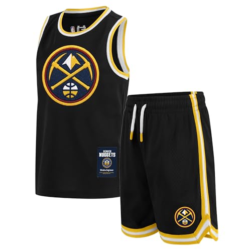 Ultra Game Boys NBA Official Super Soft Jersey Tank Top & Basketball Shorts Set, Denver Nuggets, Black, 8