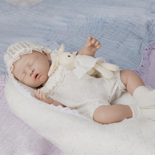 IVITA Ganzkörper Silikon Reborn Baby Puppe Mit Offenem Mund - Neugeborene Zwillinge Babypuppe, Weich, Kann Schnuller Fressen - Mädchen – Bild 5