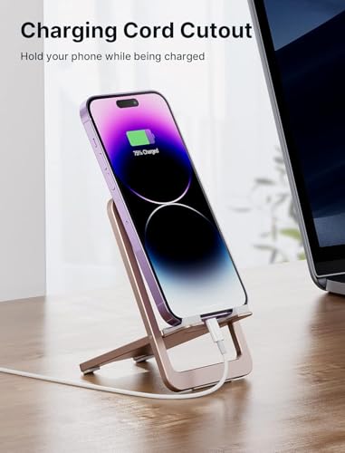 Image of JSAUX Universal Mobile Stand for Desk, Foldable Aluminum Adjustable Phone Stand for Desk Smart Gadgets, Mobile Holder for Home Compatible for iPhone 16 /15 /14 Pro Max, Galaxy S25 /S24 /S23, Pink
