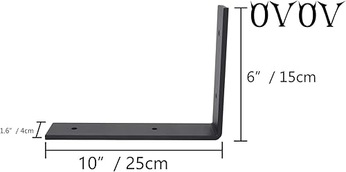 Miniatura 3 de OVOV 4 soportes de acero de hierro para estantes de alta resistencia, gruesos en L, soporte de soporte flotante para colgar en la pared (negro) 10
