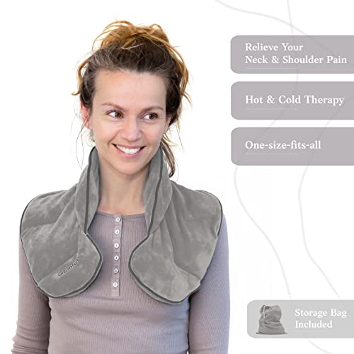 Qomfor Körnerkissen Nacken Schulter - Wärmekissen Mikrowelle - Weizen un Lavendel gefüllt - Körnerkissen Mikrowelle zur Schmerzlinderung, Näcken Schulter, Rücken - Hellgrau