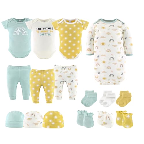 Image of The Peanutshell Baby Layette Gift Set for Baby Boys or Girls - 16 Piece New Born Unisex Gift Set, Clothes & Newborn Essentials Must Haves - Clothes 0-3 Months - Sunny Side Up
