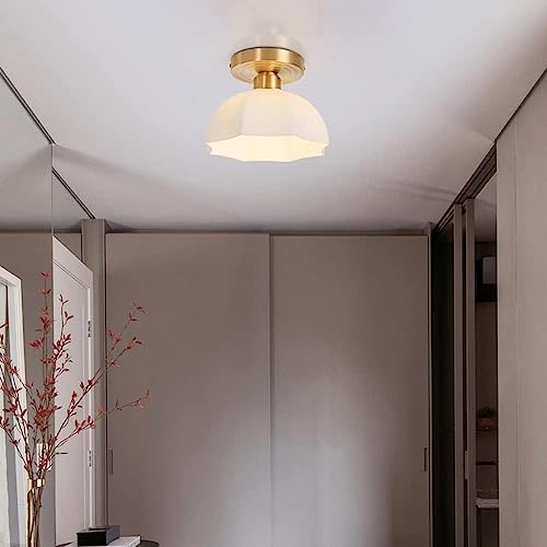 Plafón de latón E27 y vidrio para transformar la iluminación del dormitorio 4
