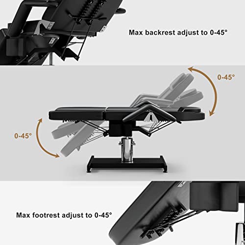 Okakopa Upgrade Tattoo Bed Chair W/Super Large Pump, 360 Swivel Facial Beds, Hydraulic Adjustable Height And Angle, Spa Chairs For Esthetician - Black #TOP2