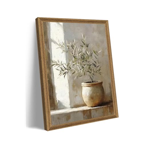 FWAHREN Organic Modern Farmhouse Muted Neutral Vintage Botanical Wall Art,