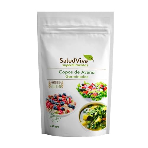 Copos de avena germinada ecológica SaludViva 250 g | Avena bio activada y deshidratada a baja temperatura | Ideal para granolas, galletas y desayunos crudos