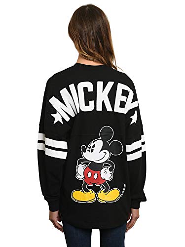Disney Jersey Women's Mickey Mouse Long Sleeve Crew Neck (Black, X-Large)