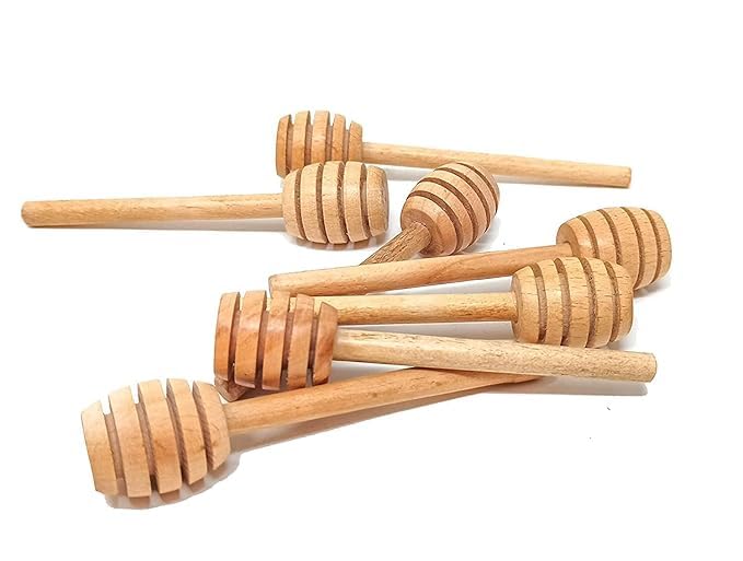 Image of Honey Dipper Stick, 6 pcs Wooden Perfect for Honey Spoon, Mini 3 Inch Wooden Wands Dispense Drizzle and Wedding Party. (Wooden Color)