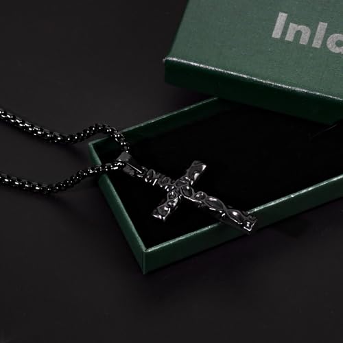Amulette chrétienne obsidienne collier cadeau idéal pour mari