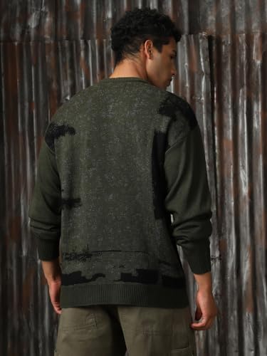 Image of High Star Men Knitted Acrylic Relaxed Fit Round Neck Long Sleeve Sweaters