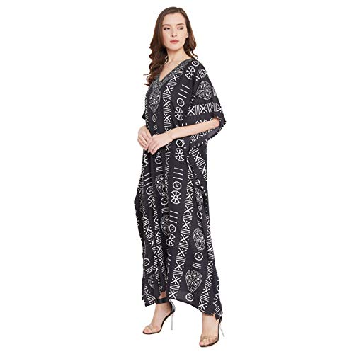 Image of Oussum Women Plus Size Kaftan Kimono Loose Maxi summer dresses for women Beach 3 /4 Sleeve Casual lounge dress Boho