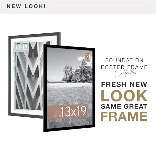 Image of MCS Foundation 13x19 Poster Frame Traditional Black, Vertical & Horizontal Wall Hanging Large Picture Frame for Photos, Posters & Art Prints (1-Pack)