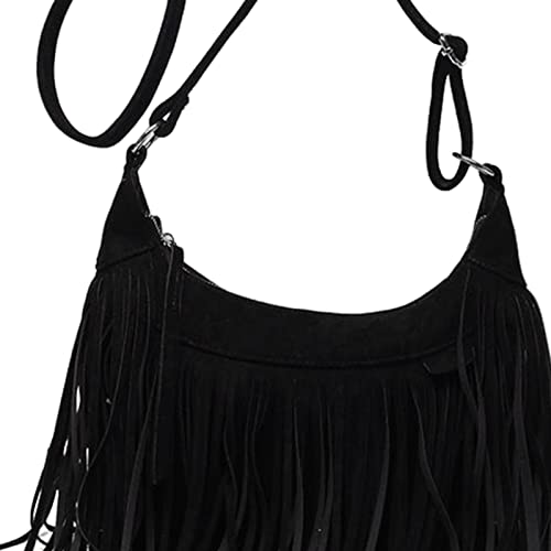 Women Shoulder Bag, Fringed Handbag, Retro Tote, Adjustable Strap for Work2