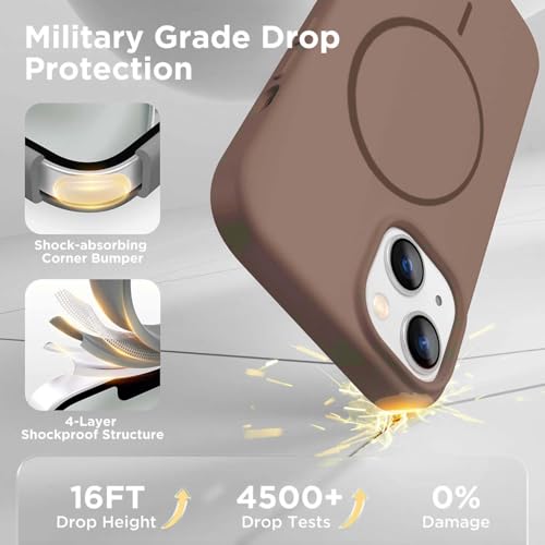 Image of DIZORO Magnetic for iPhone 14 Case, Compatible with MagSafe, Integrated Silicone Camera Control Cover, Thicken Shockproof Drop Protection Phone Case for 14, Desert