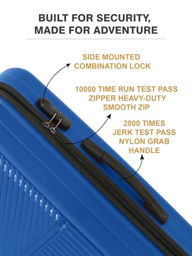Image of Teakwood Set of 2 8 Wheels Trolley Bag, Hard Cabin with Zipper Closure, Adjustable Push Button & Cross Side Strap, Number Lock System 360 Degree (Set of 2, Royal Blue)