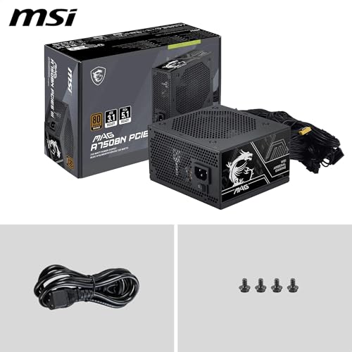 Image of MSI Pro MAG A750BN PCIE5 III PC Power Supply, 750W, ATX, 80 Plus Bronze