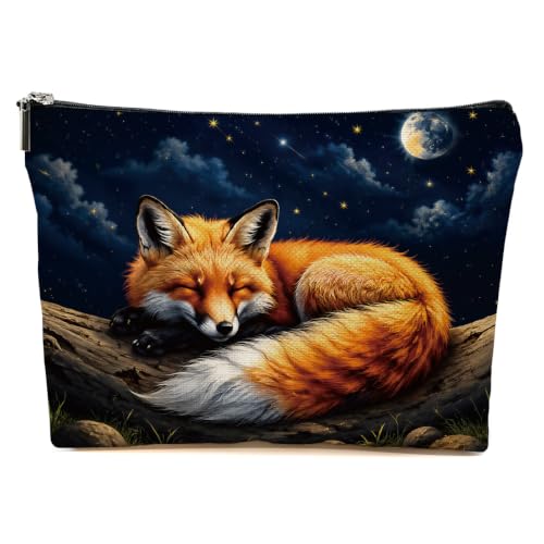 Cute Fox Makeup Bag, Fox Gifts for Women Cosmetic Bags Travel Toiletry Bag