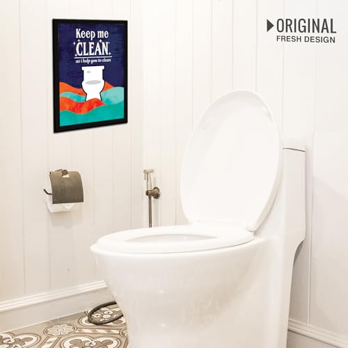 Image of Chaka Chaundh - bathroom poster - bath posters with frame - bathroom quotes framed posterss - bath etiquette poster - bathrooms rules posters - (14 X 11 inches) (Keep me clean - Multi)