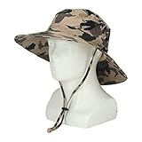 Sombrero de Sol de Ala Ancha para Hombre, Gorra de Pesca Transpirable con Ventilación de Malla Upf50 con Correa Ajustable, Sombrero de Sol de Camuflaje para Pesca, Senderismo, Camping