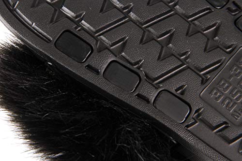 Image of Hangrui Women's Faux Fur Slides, Open Toe Cute Fluffy Slippers, Comfortable Furry Sandals