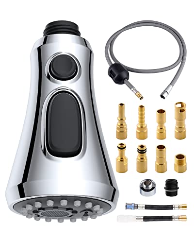 Pull Down Spray Head For Kitchen Faucet, 67In Faucet Hose And 14.1Oz Weight Ball, Kitchen Faucet Sprayer Set Compatible With Moen, Grohe, Hansgrohe, Delta, Kohler Faucets Chrome (Silver) #TOP10
