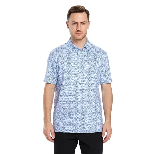 Image of Golf Shirts for Men Dry Fit Short Sleeve Print Performance Moisture Wicking Polo Shirt