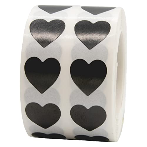 Schwarze Herz Aufkleber, 13 mm 1/2 Zoll Valentinstag Etiketten 1000 Packung Cover