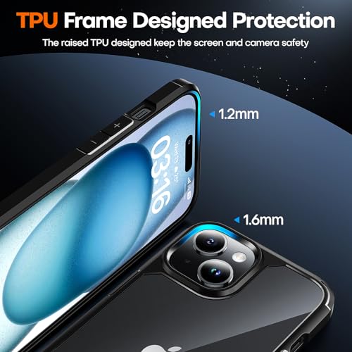 Image of TAURI for iPhone 15 Case, with Screen Protector, Black