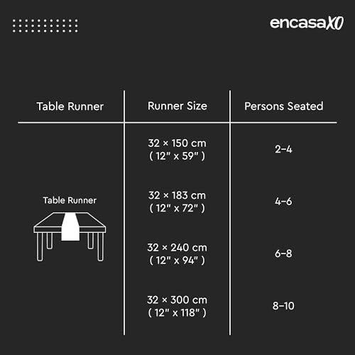 Image of Encasa XO Boho Cotton Jacquard Table Runner for 8 to 10 Seater | 32x300 cm, Beige | Handcrafted Jacquard Weave | Decorative Tassels | Rustic Table Surface Protection