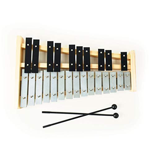 Professional Wooden Soprano Glockenspiel Xylophone with 27 Metal Keys for Adults and Kids - Includes 2 Plastic Beaters